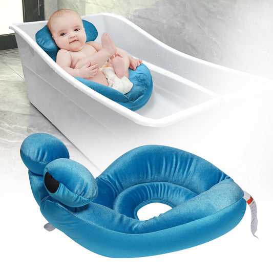 Doytn Soft Sink Bather for Baby Cute Shape Baby Bath Cushion New Born Bath Mat (Blue)
